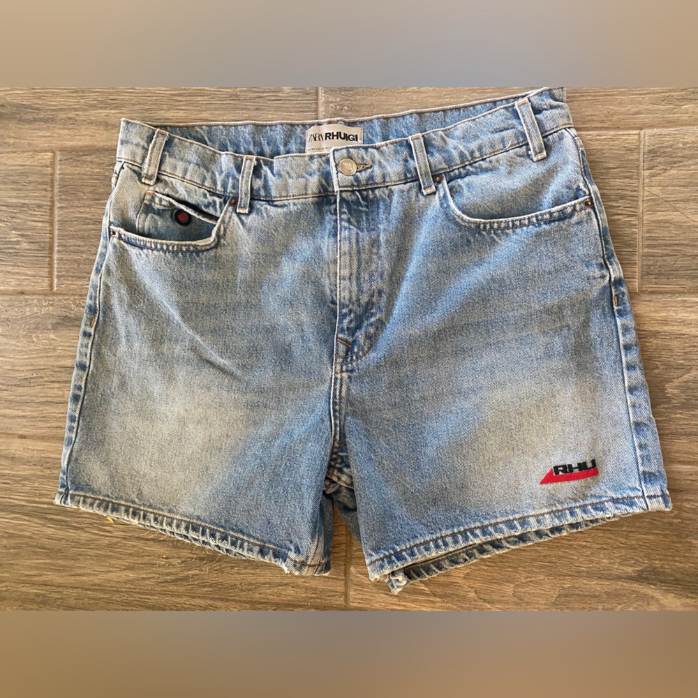 Zara x Rhuigi Denim Shorts Blue Light Wash Rhude Rhu Collaboration Men’s Size 34